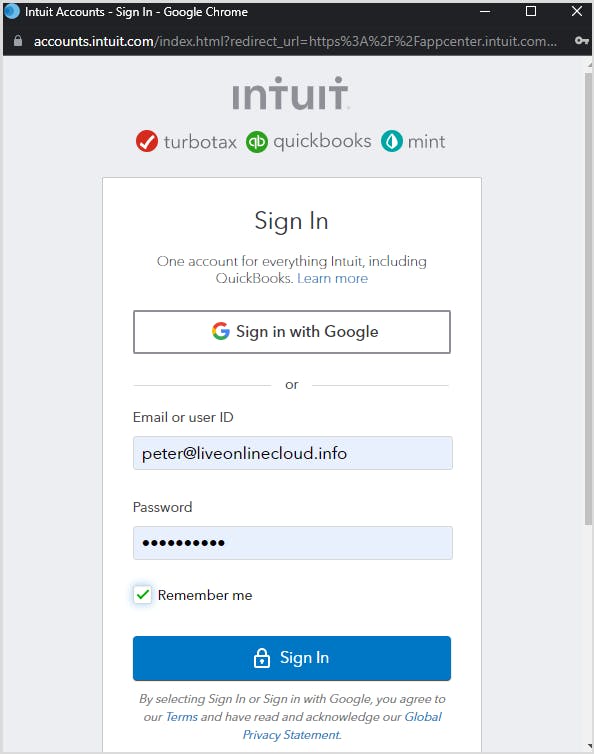 sign in to intuit