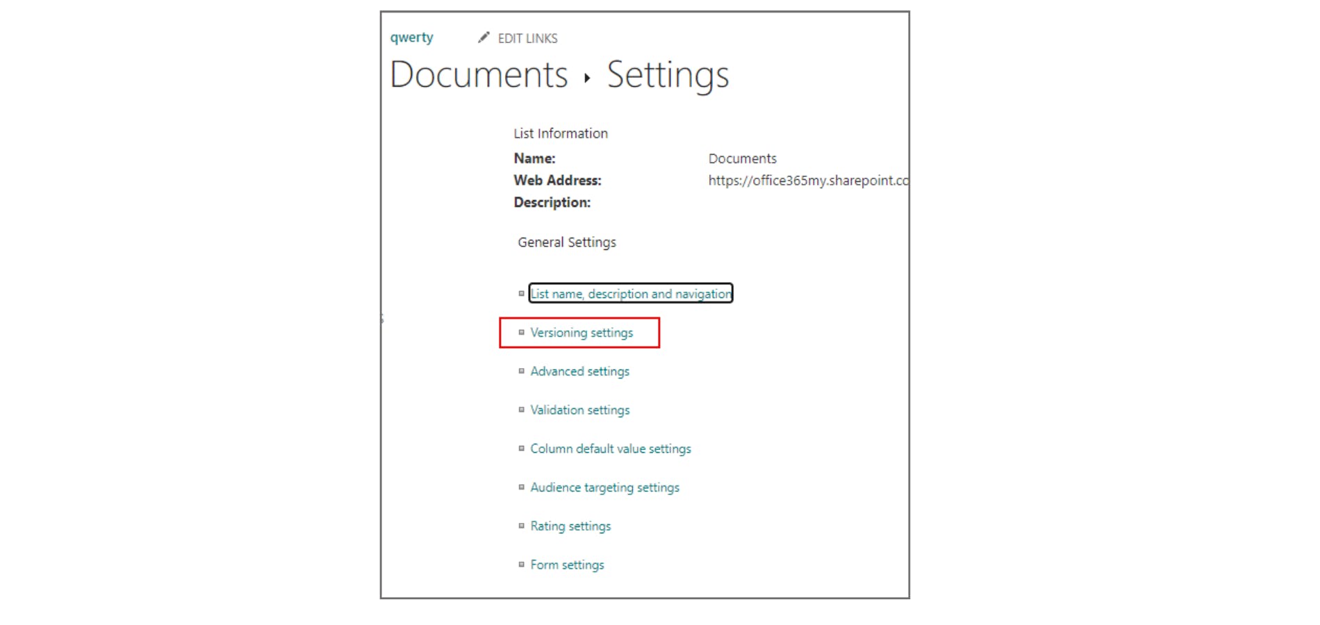 SharePoint - バージョン設定