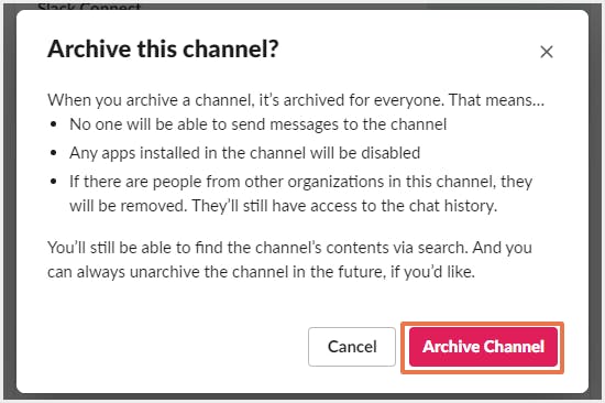 Slack Archive channel