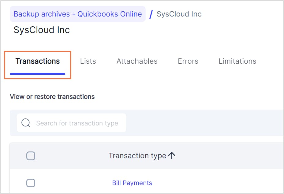 Restore QBO transactions