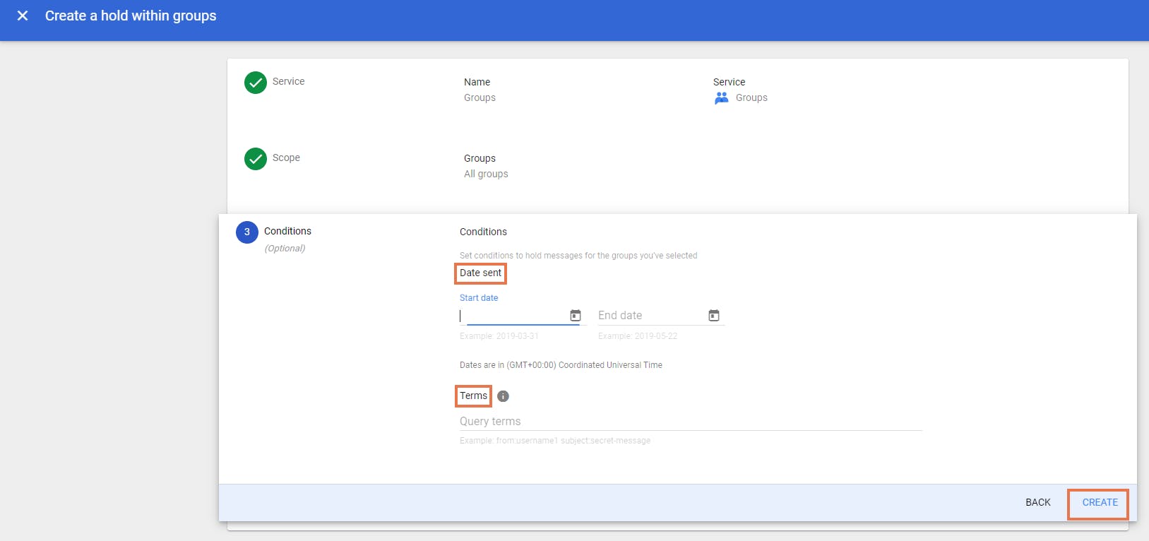 リテンションホールドの作成