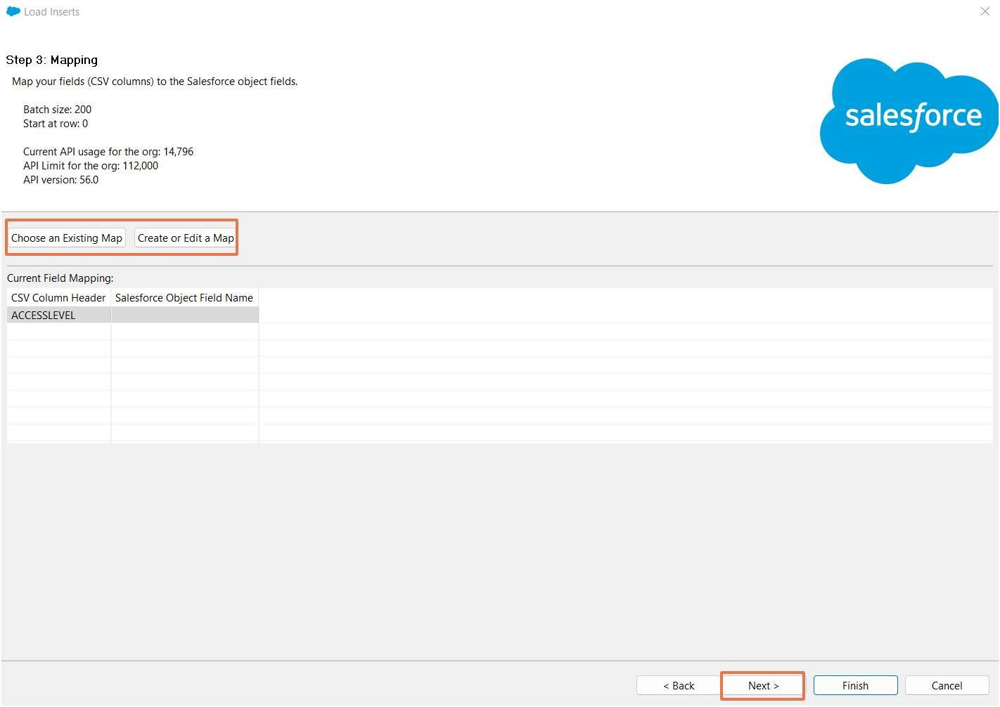 Data Loader mapping