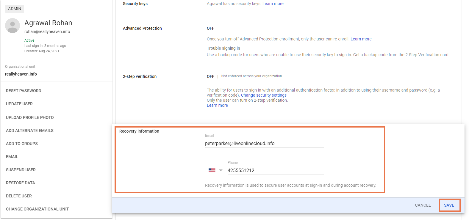 リカバリー情報