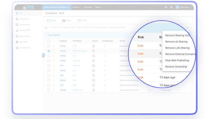 Monitor and manage policy violations