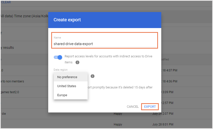 輸出ポップアップ