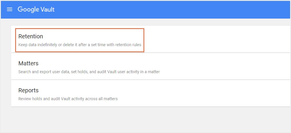 backup google shared drive using vault - retention