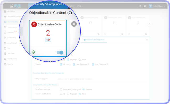 Monitor objectionable content to protect your students