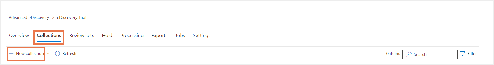 新しいAdvanced eDiscoveryコレクション
