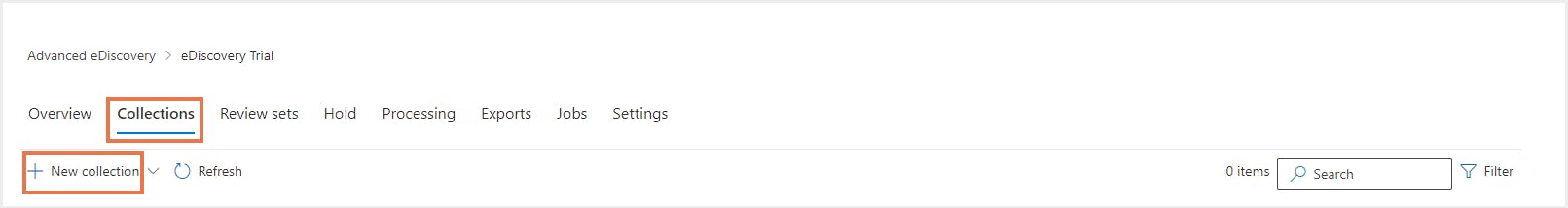 新しいAdvanced eDiscoveryコレクション