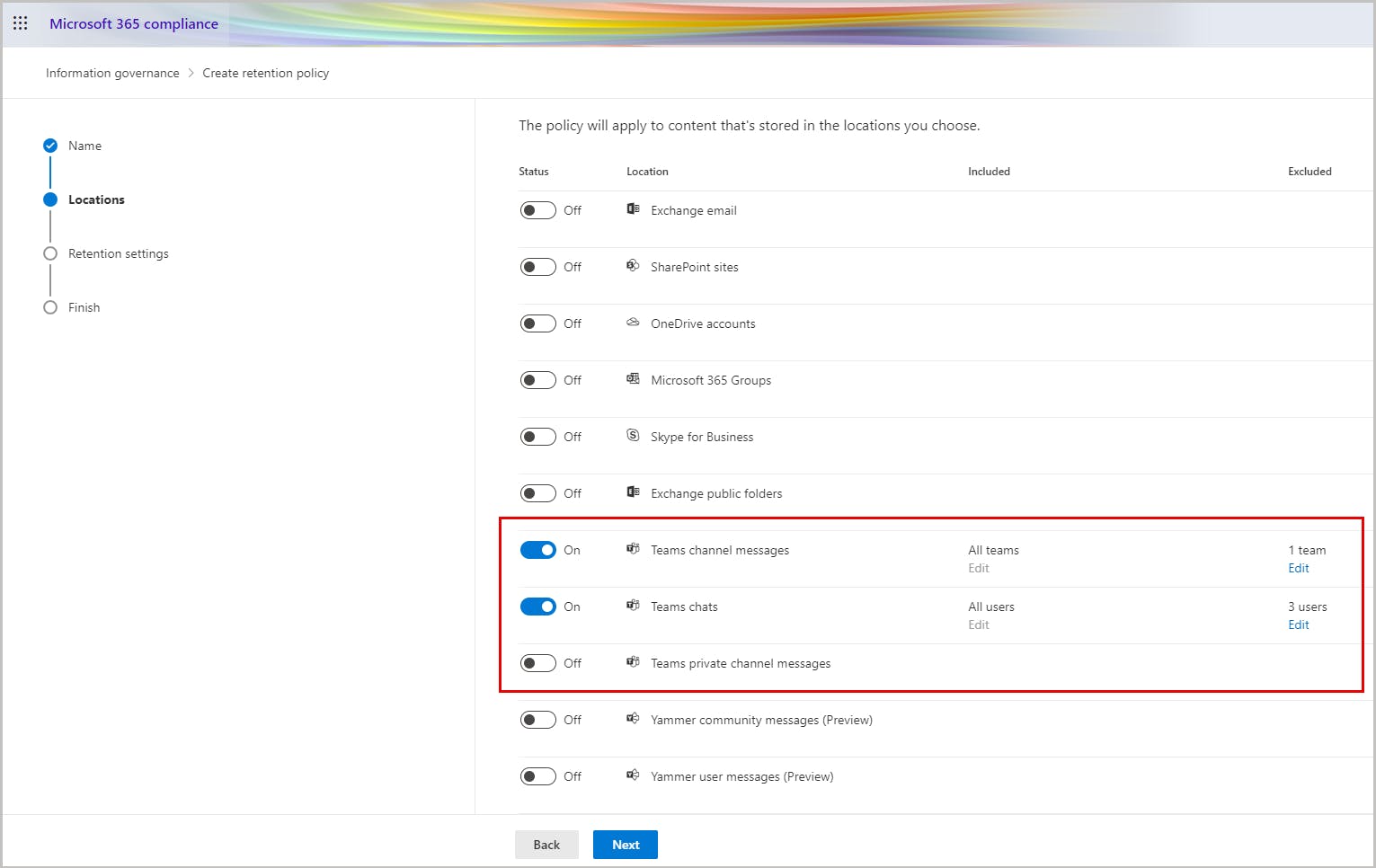 teams retention policy - chat and channel messages