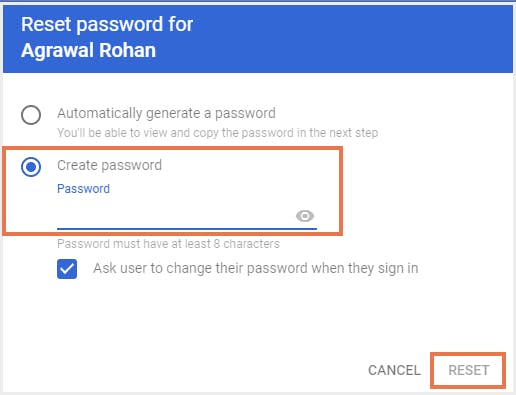 Create password manually