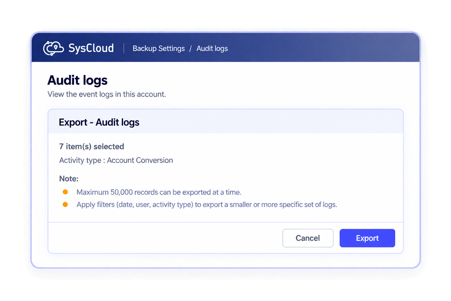 Retain audit logs