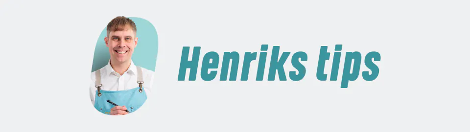 Portræt af Henrik hos Staypro og teksten Henrik tipper