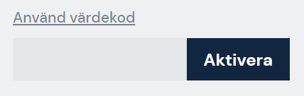 Texten använd värdekod, ett fält och en knapp med texten aktivera. Visar hur man använder värdekod..