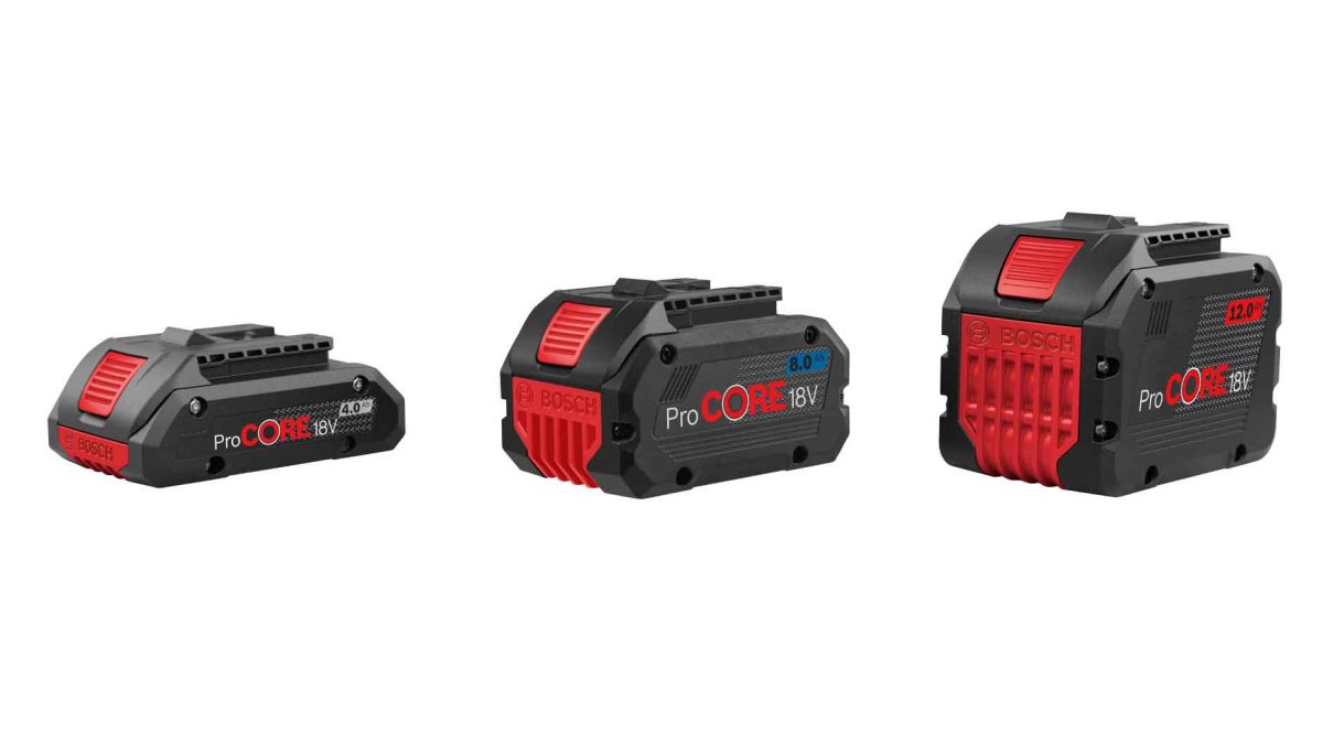 Tre ProCORE-batterier fra Bosch