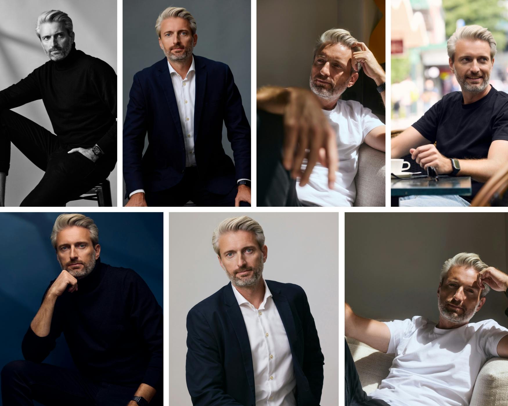 Premium photo package collage featuring business portraits and actor headshots by Profile Photos