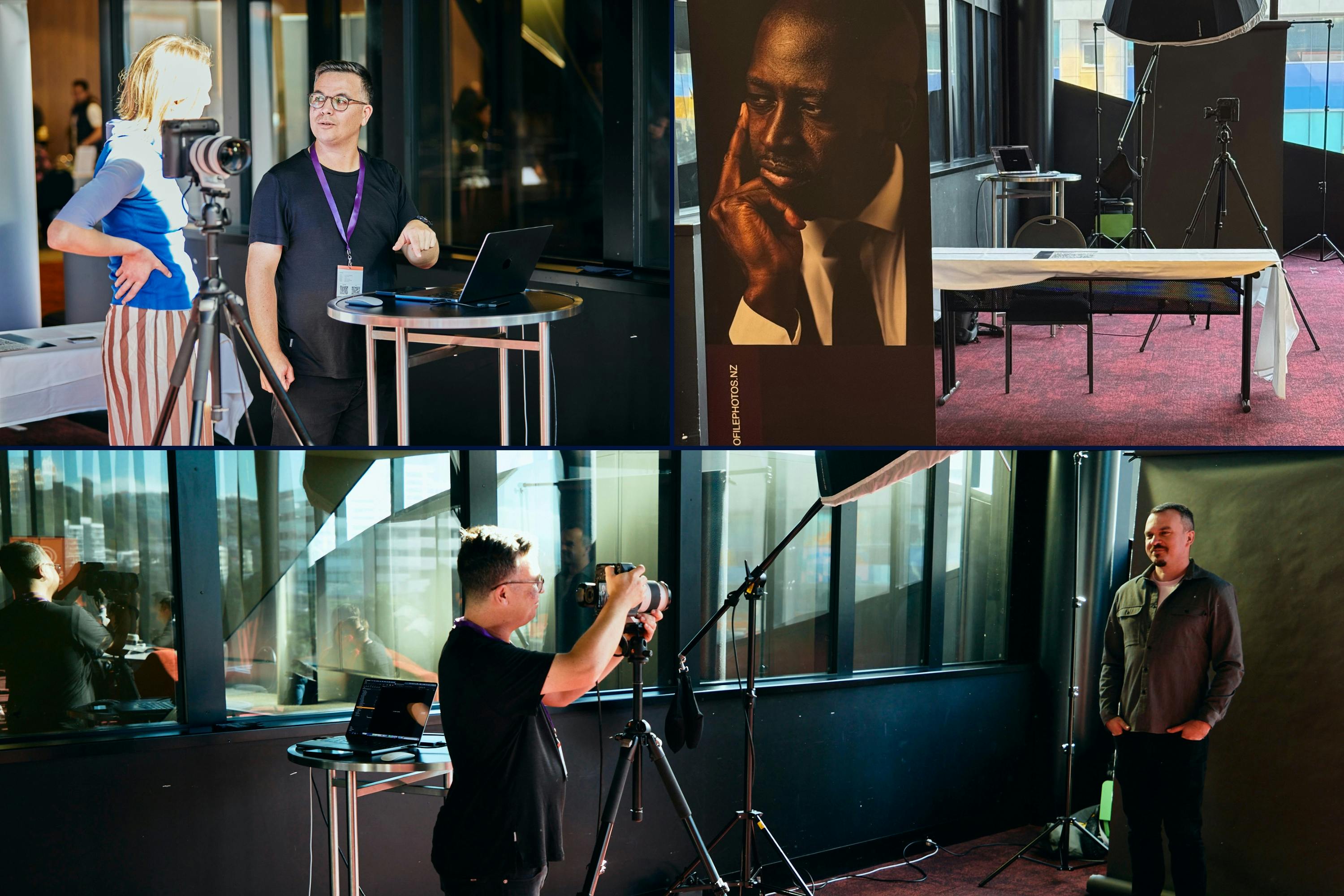 Studio lighting setup with Elinchrom lights at NZ Tech Rally 2025