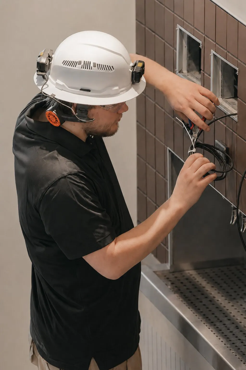 Service and support working wiring in commercial electrical box