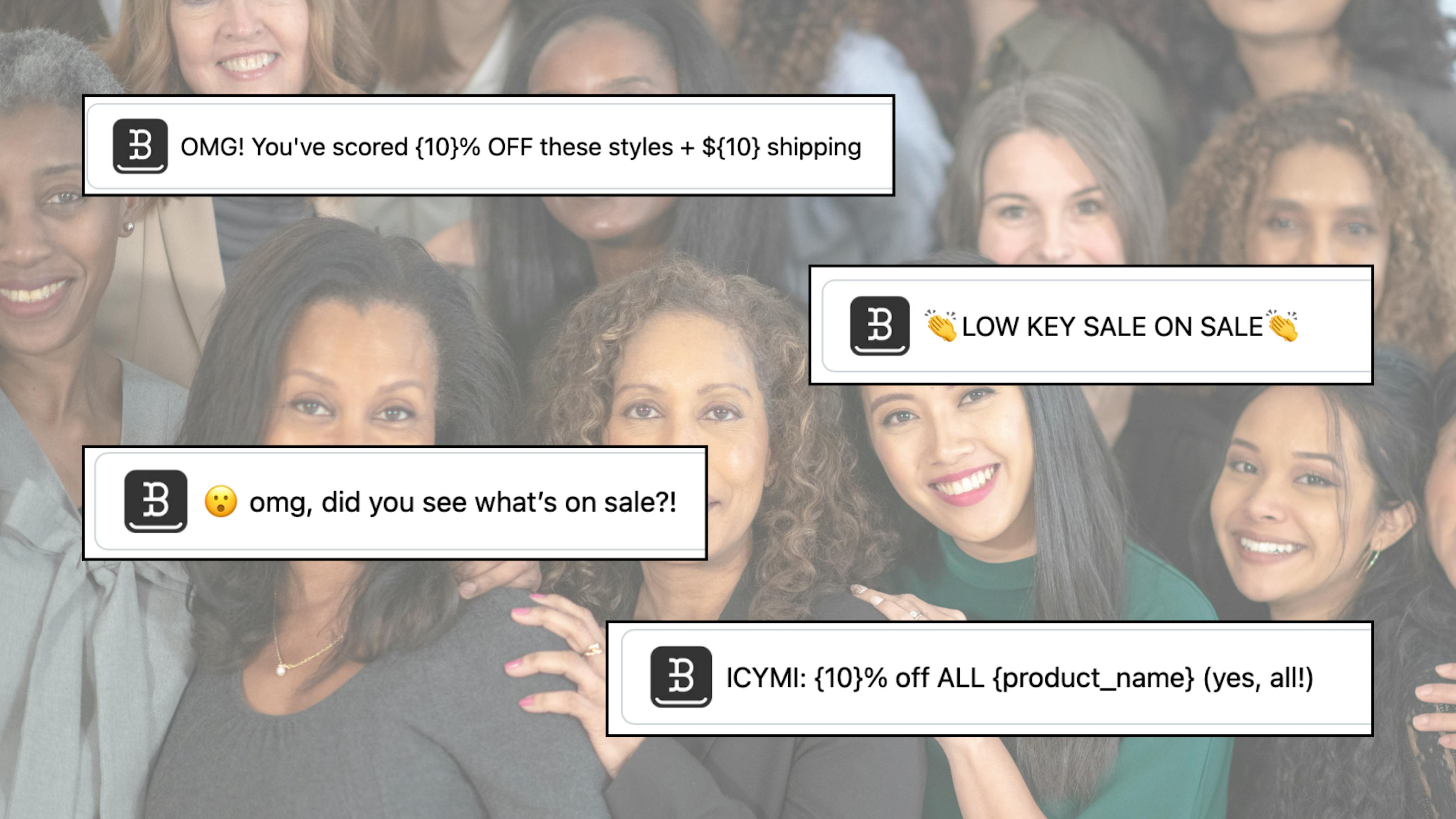 AI messages generated for women shopping for apparel