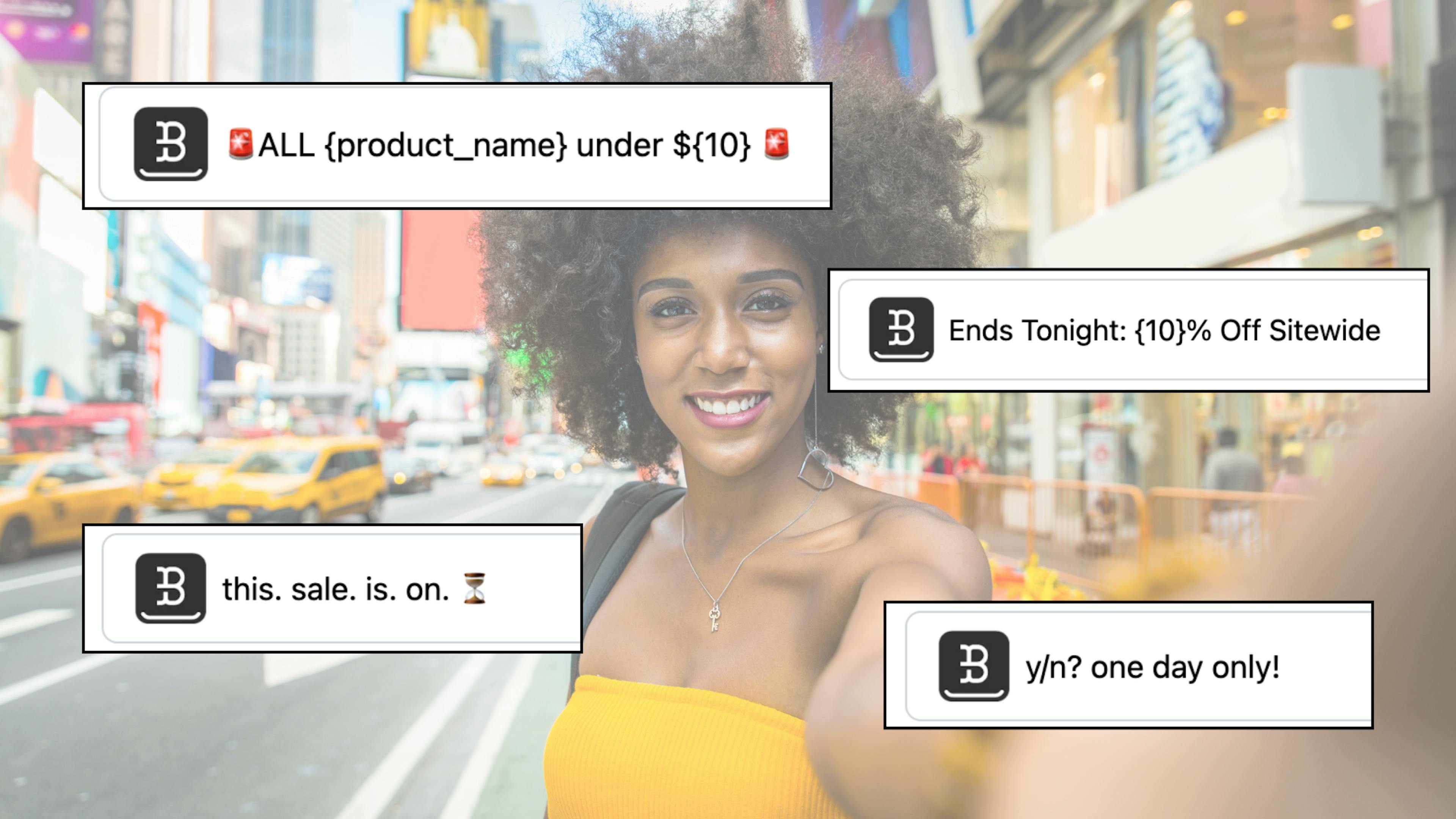 Examples of AI messages generated for women on the East Coast who are shopping for apparel.