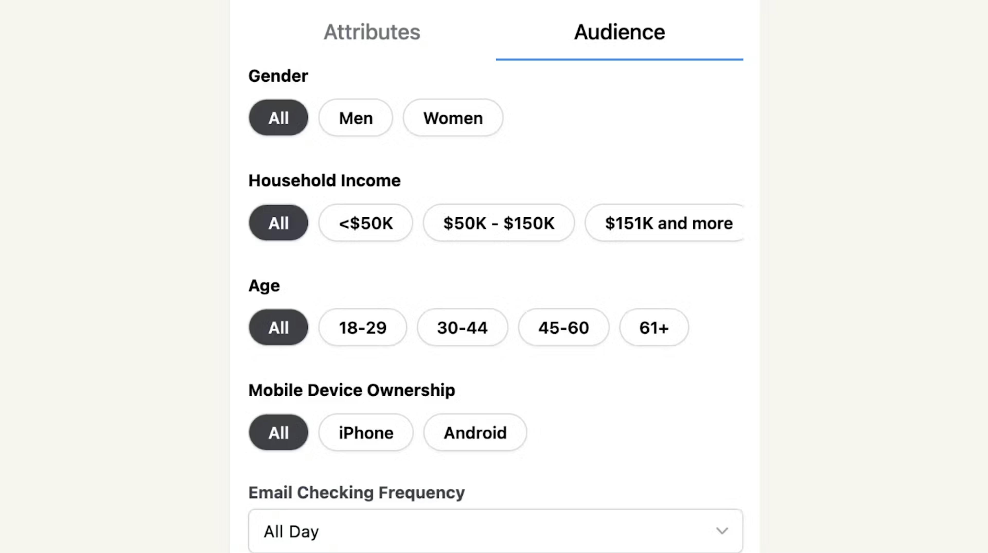 Backstroke's email subject line generator allows users to make selections to personalize their audiences. 