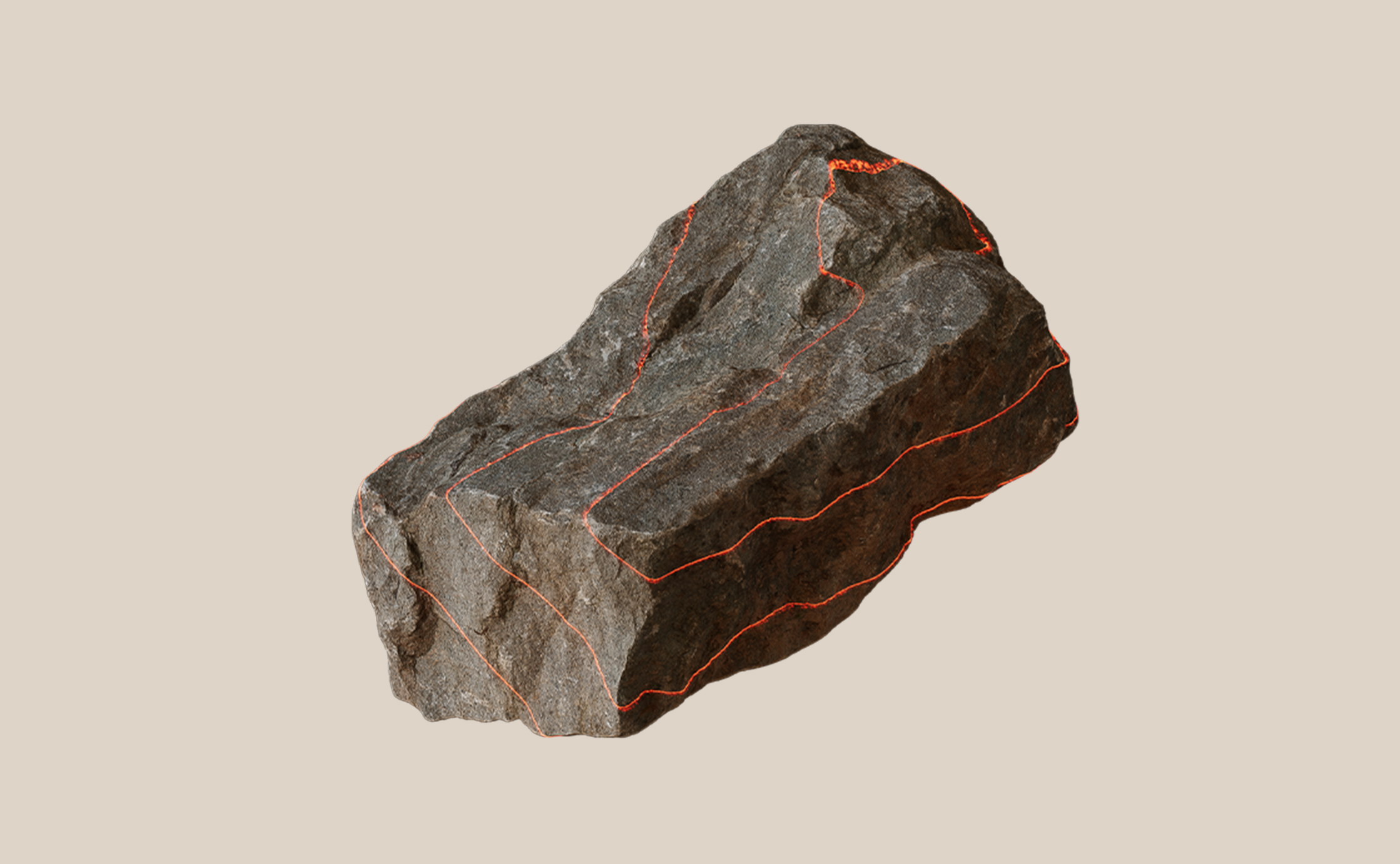 Close-up of rock being lightly scanned with laser technology.