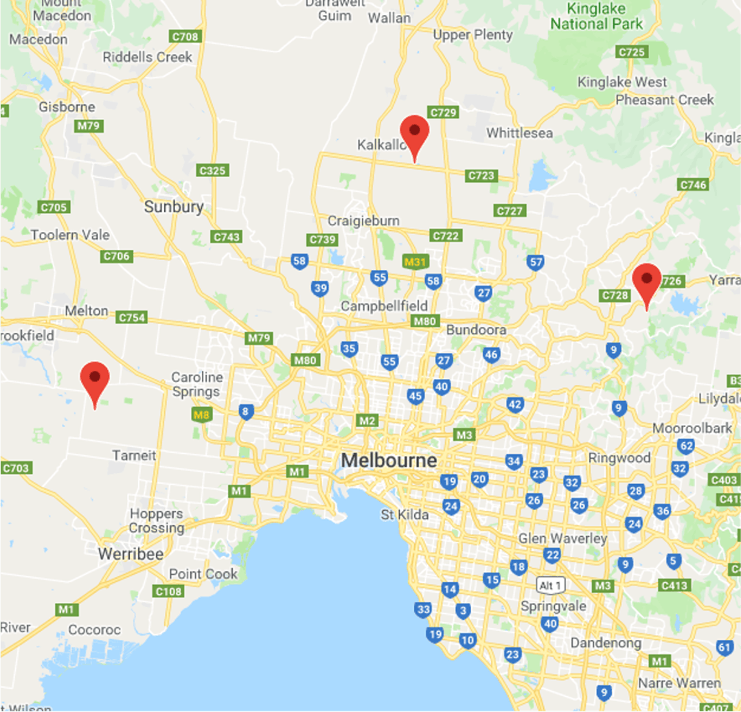 Map of Melbourne showing least walkable neighbourhoods