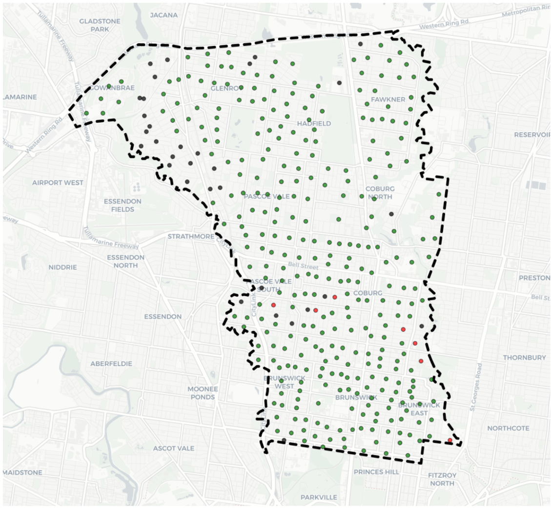 Residential areas following facility assignment to MCH with all other map layers removed