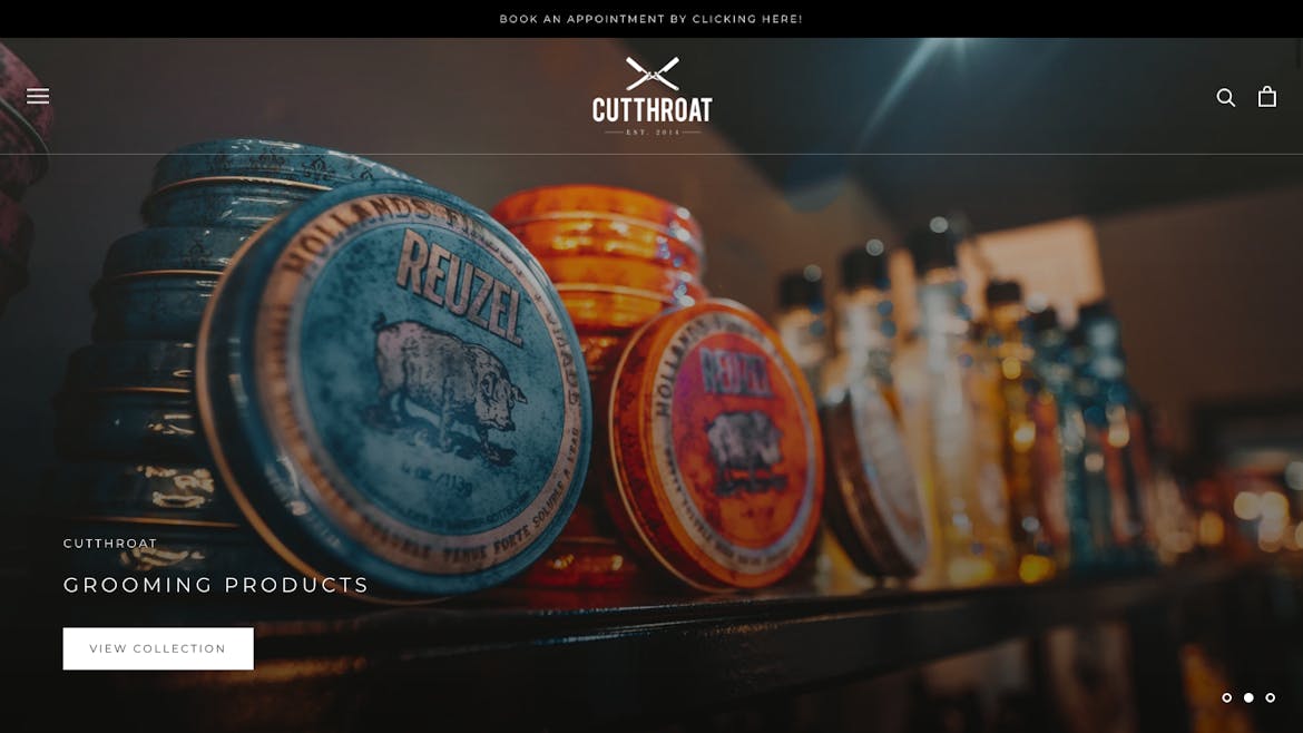 Cut throat barber website screenshot
