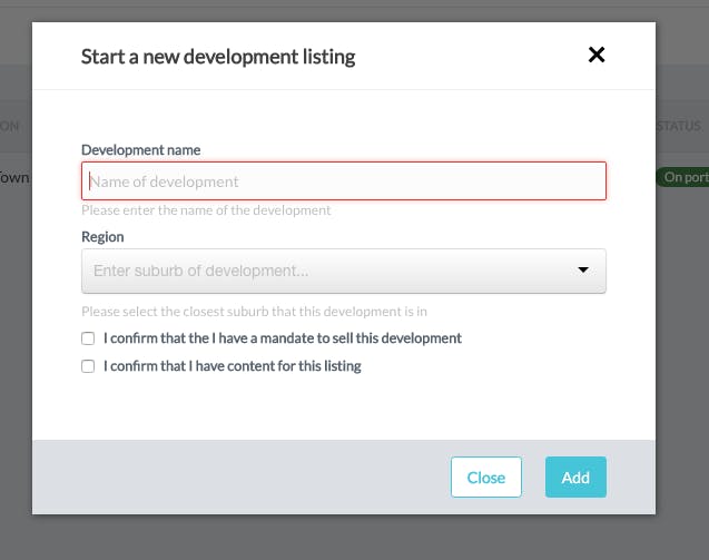 Fill out the Development form