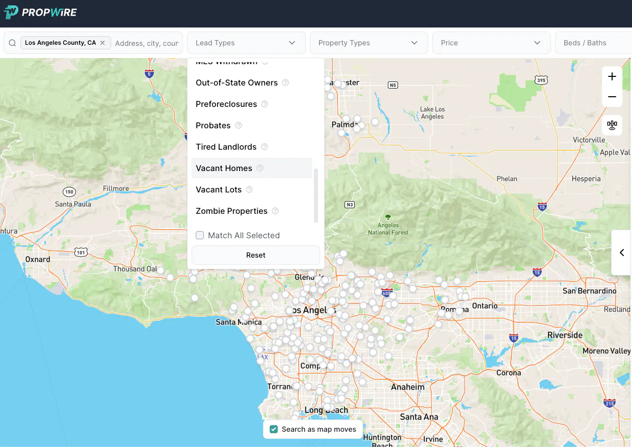 Finding vacant properties on Propwire.