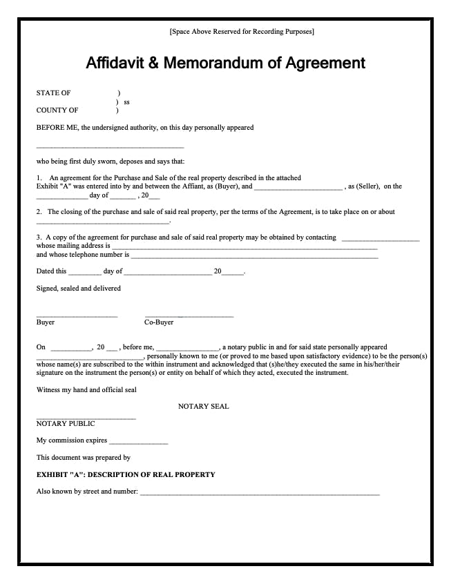 What is an Affidavit of Memorandum in Real Estate? (Template 