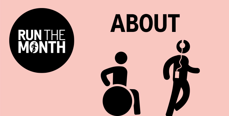 Run the Month About banner with inclusive running and walking icons.