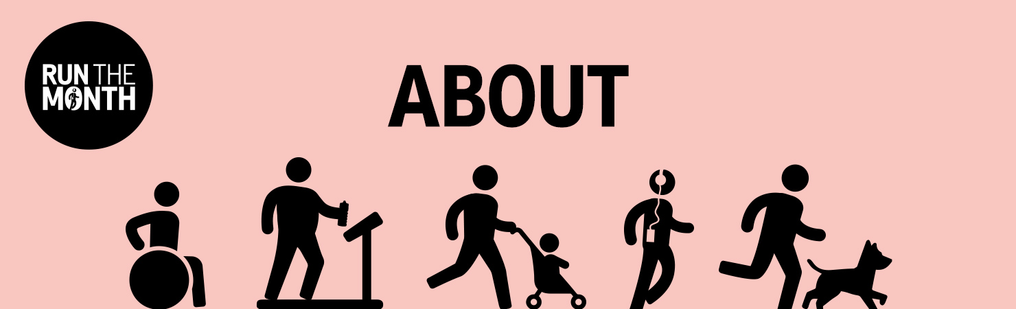 Run the Month About banner with inclusive running and walking icons.