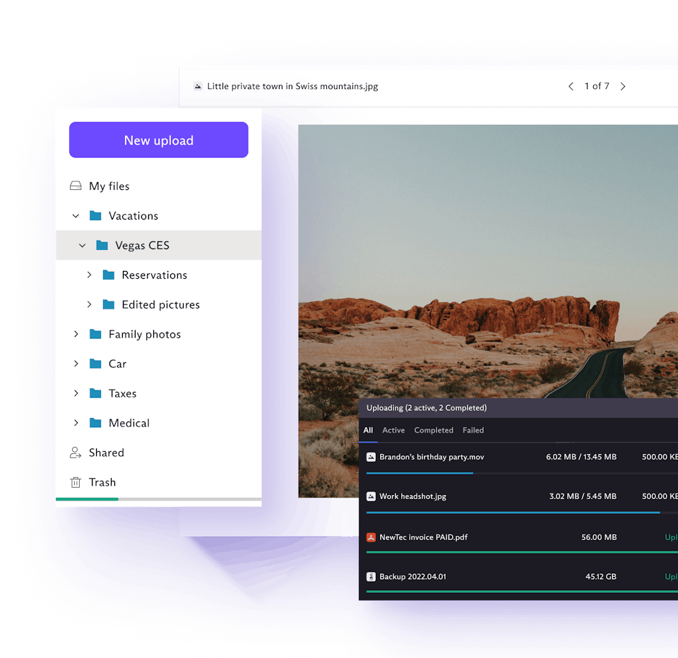 Proton Drive makes it easy to share documents, photos, PDFs, and more.