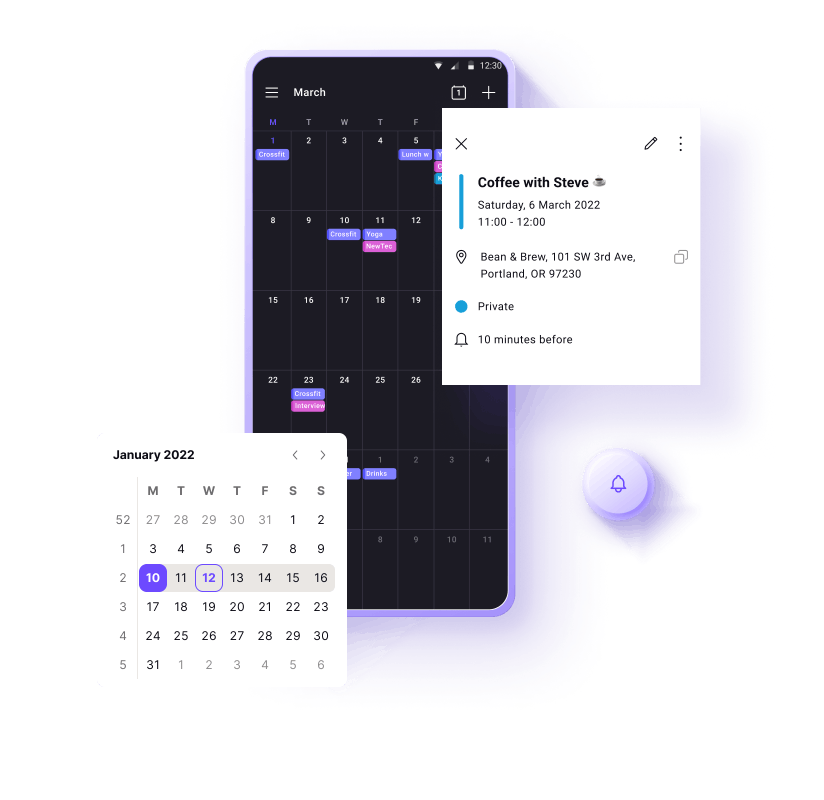 Dzięki Proton Calendar możesz mieć pewność, że Twoje plany i kontakty są prywatne.