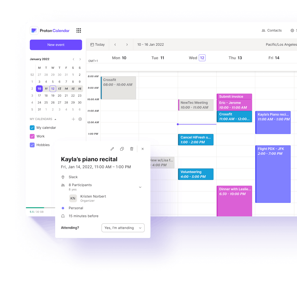 O Proton Mail e o Proton Calendar usam criptografia de ponta a ponta para proteger seus dados.
