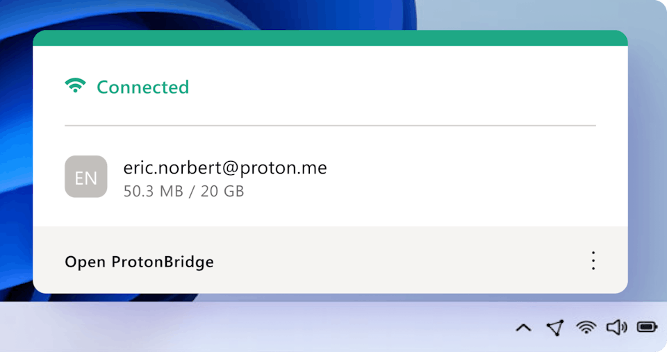 Proton Mail Bridge maakt een e-mailserver op uw computer en versleutelt alle berichten die u ontvangt en verstuurt