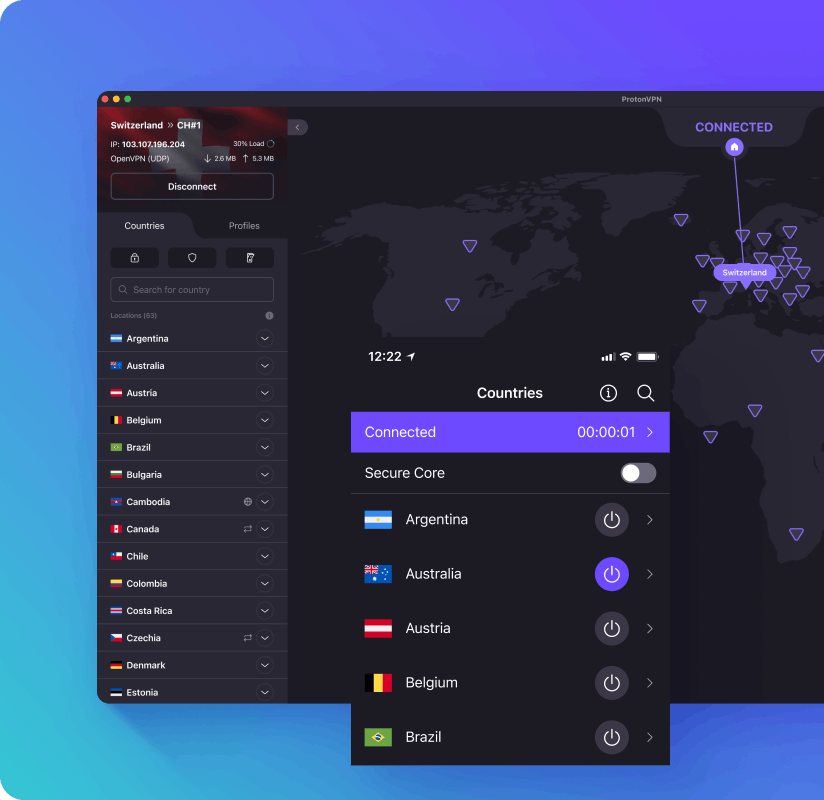 Connect to Proton VPN for fast and secure web browsing.