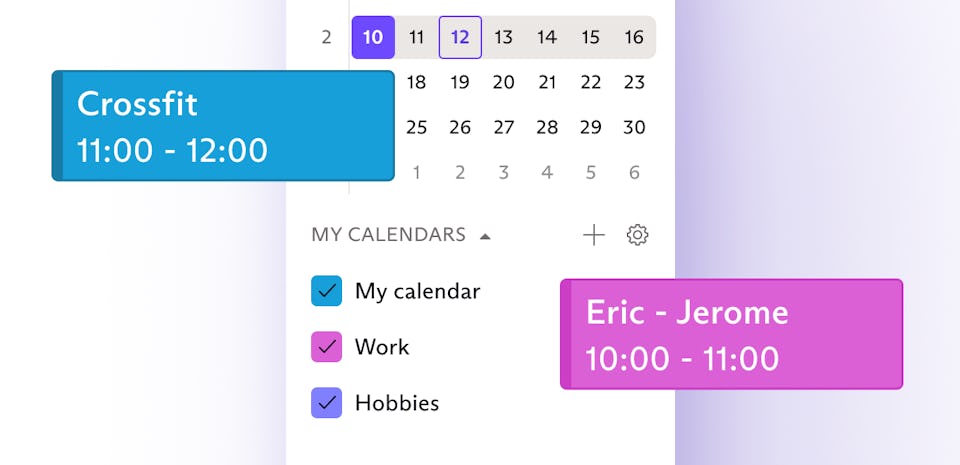 Use separate calendars to track your different schedules