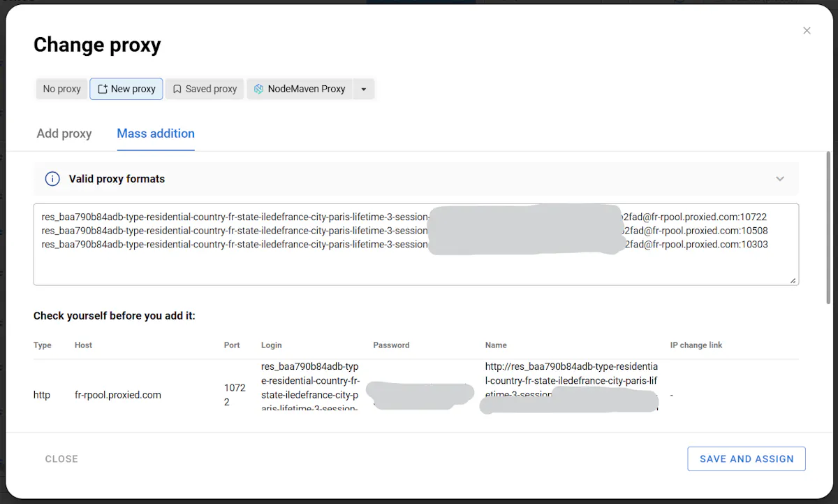 Adding multiple proxies at once in an antidetect browser