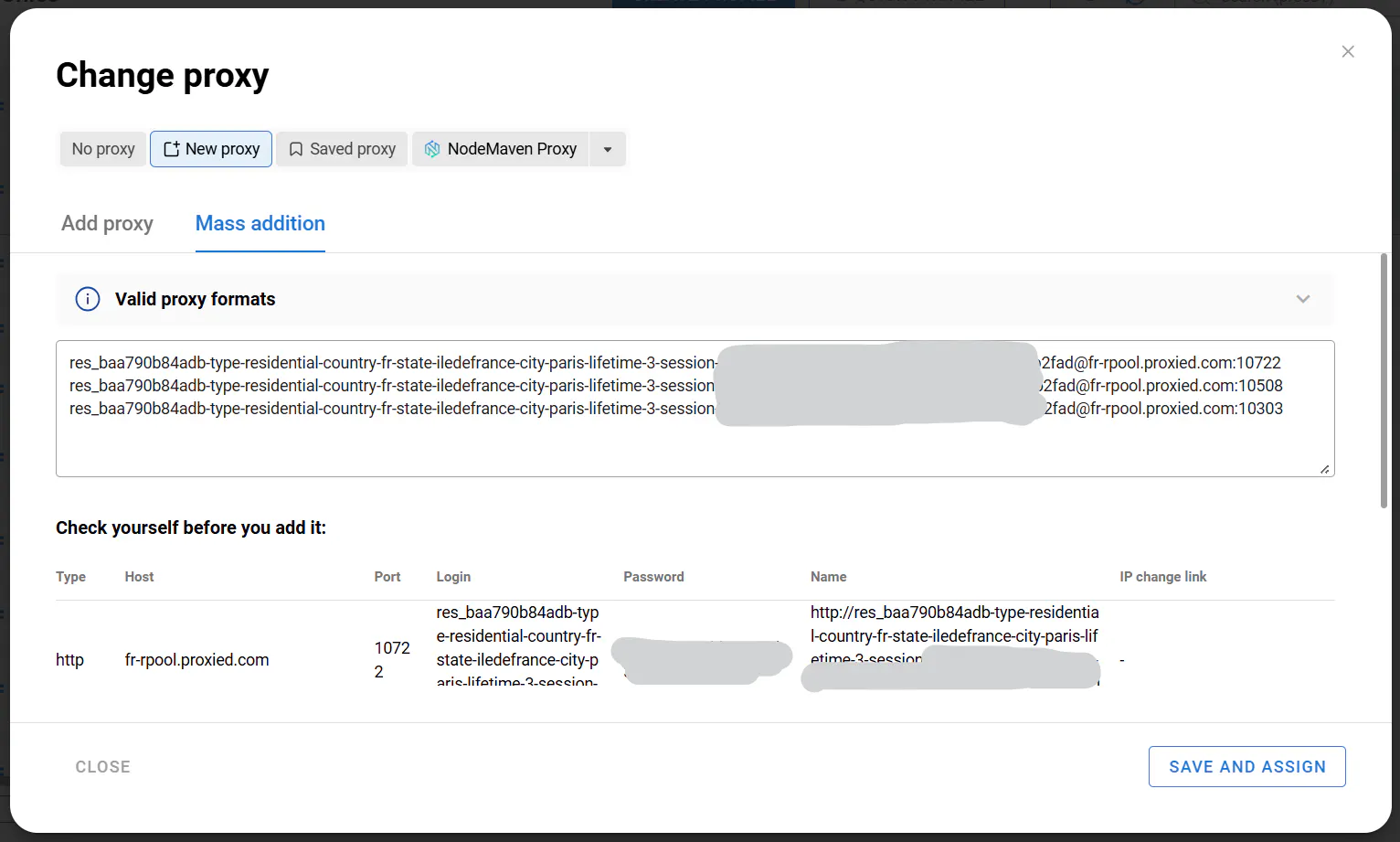 Adding multiple proxies at once in an antidetect browser