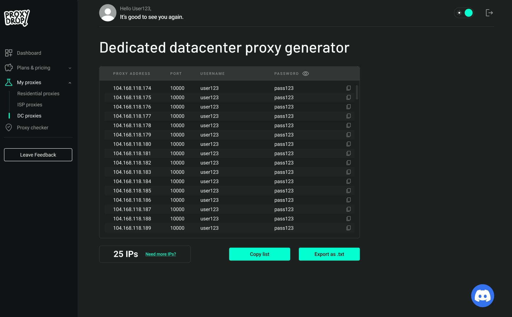 proxydrop datacenter proxies ip list