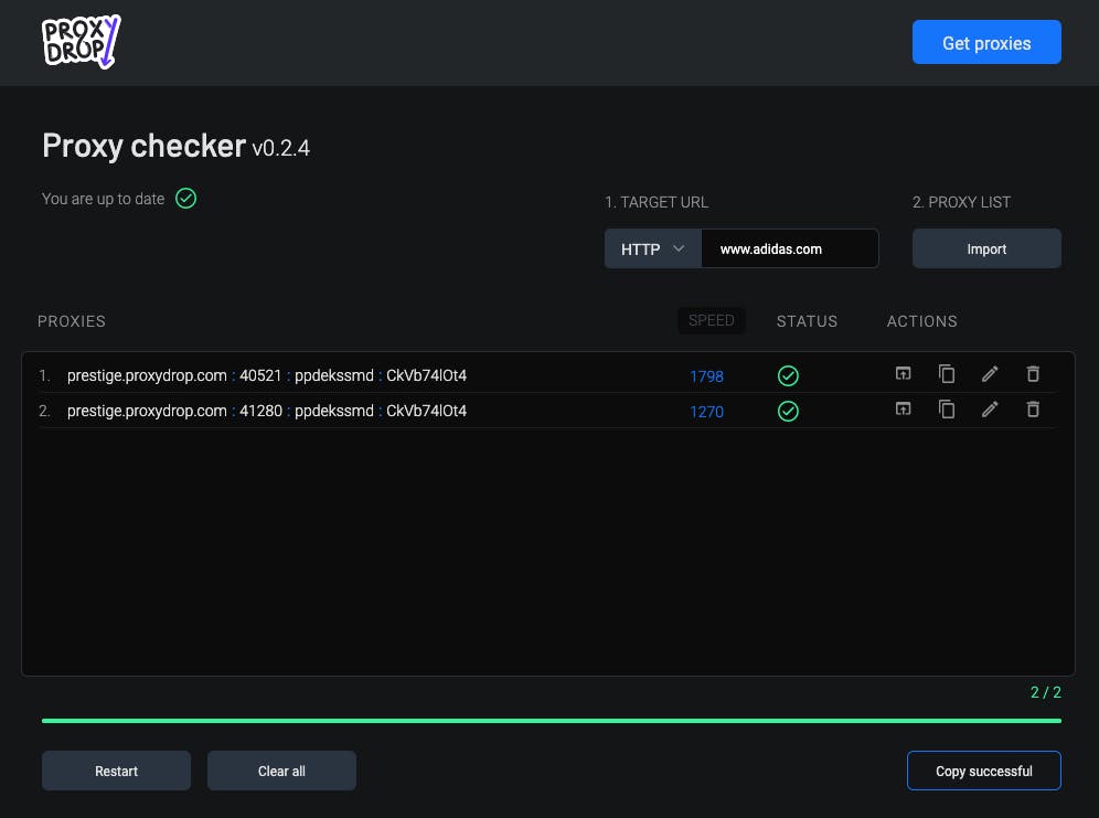 ping adidas proxy