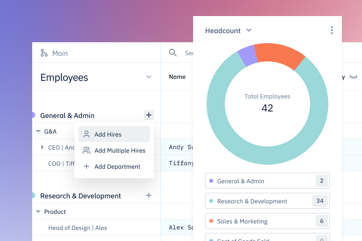 Pry app showing hiring plan section