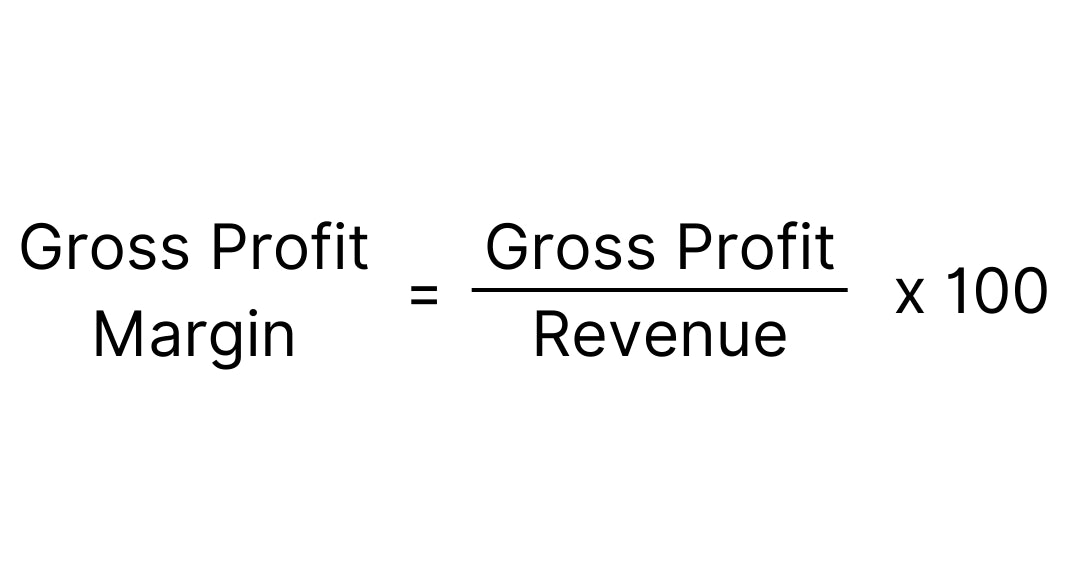 Gross Profit Margin = Gross Profit divided by Revenue, multiplied by 100