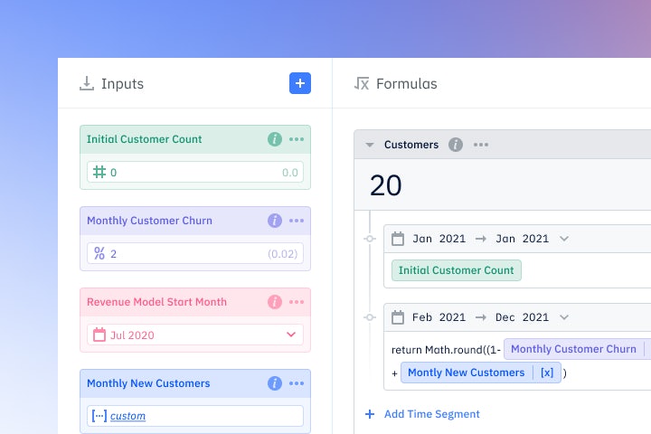 Pry models page showing input variables and formulas