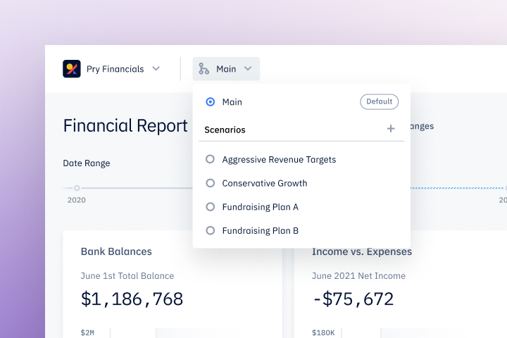 Pry app showing scenario switcher
