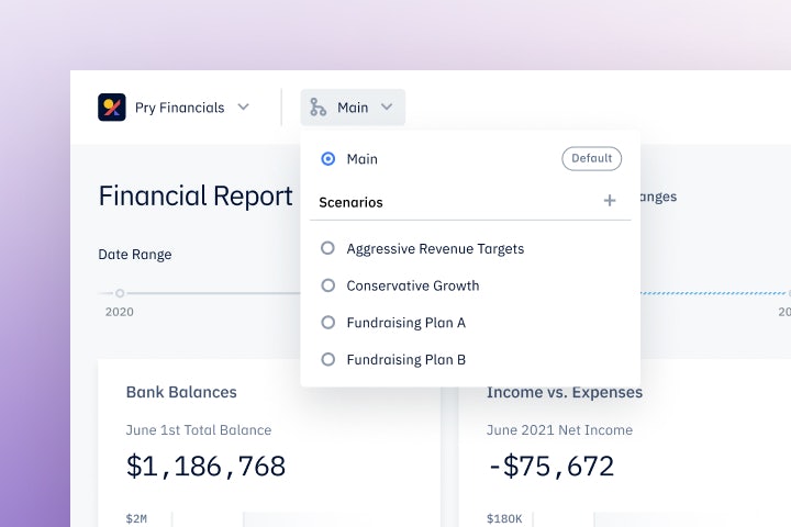 Pry app showing scenario switcher