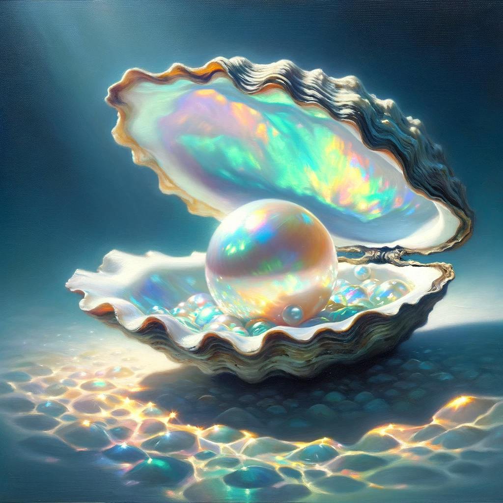 una perla debajo del mar dentro de una ostra